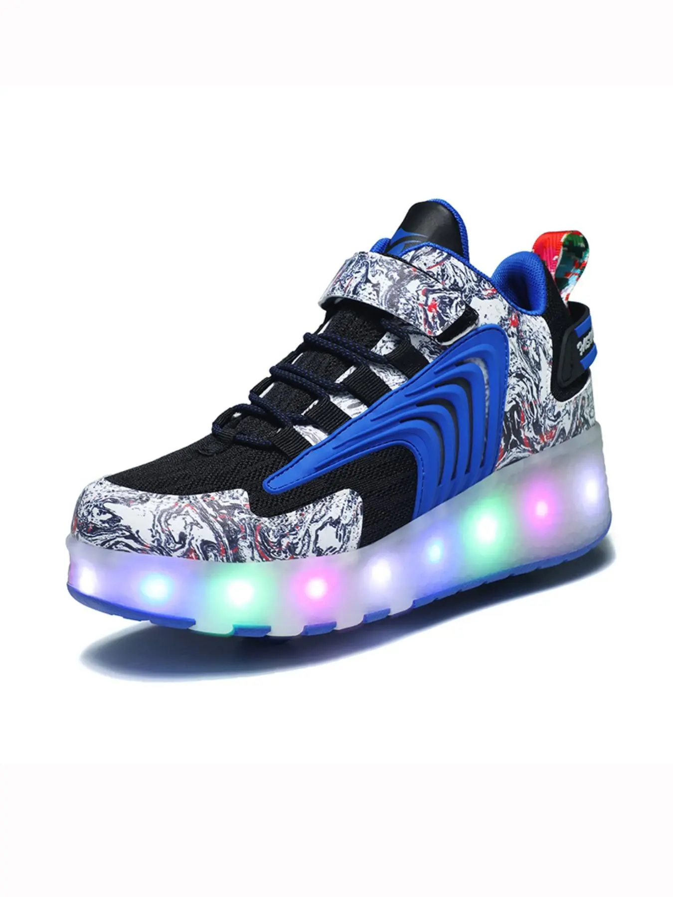 Women's Velcro Design LED Light Skate Shoes with Wheel, Casual Sporty Breathable Comfortable Skating Shoes, Fashionable Sneakers for Daily Wear