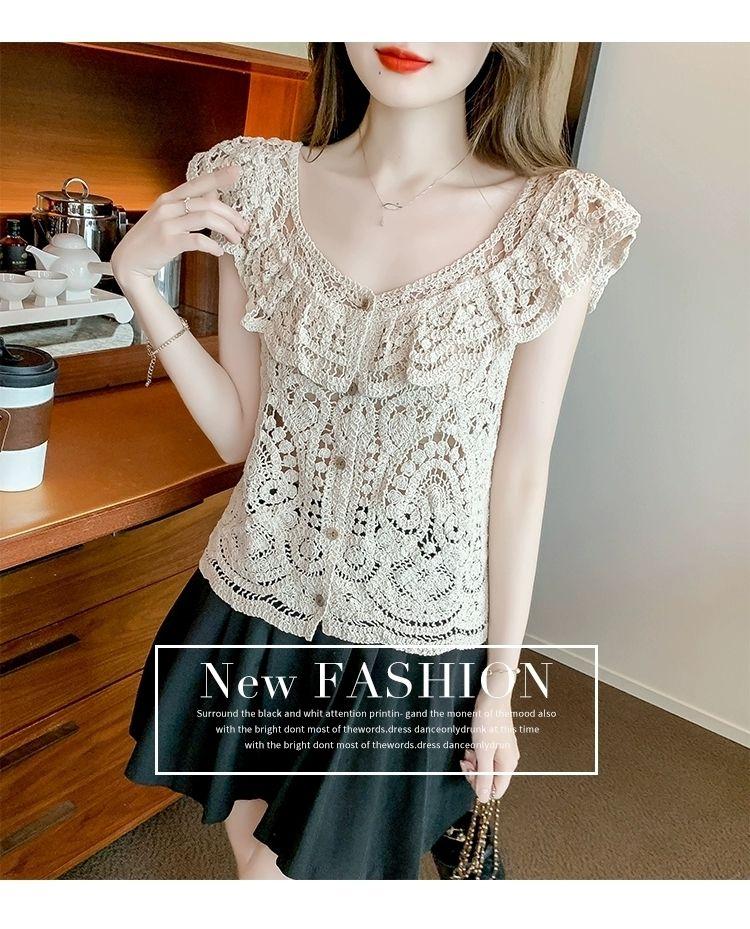 Product Introduction of Quần Áo Nữ, Bộ Sưu Tập Mùa Hè 2024, Áo Thun Ren Ngắn Khoét Lỗ Thiết Kế Đẹp, Độc Đáo Và Sang Trọng, Áo Không Tay Hàng Mới Về 20