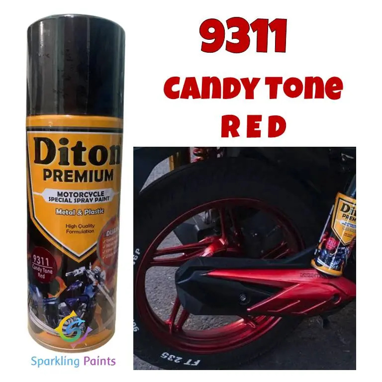 Pilox Diton Premium Candy Tone Red 9311 400ml Candytone Cendi Cendy Kendi Kendy Merah Transparan Cat Pilok Tahan Bensin 400cc