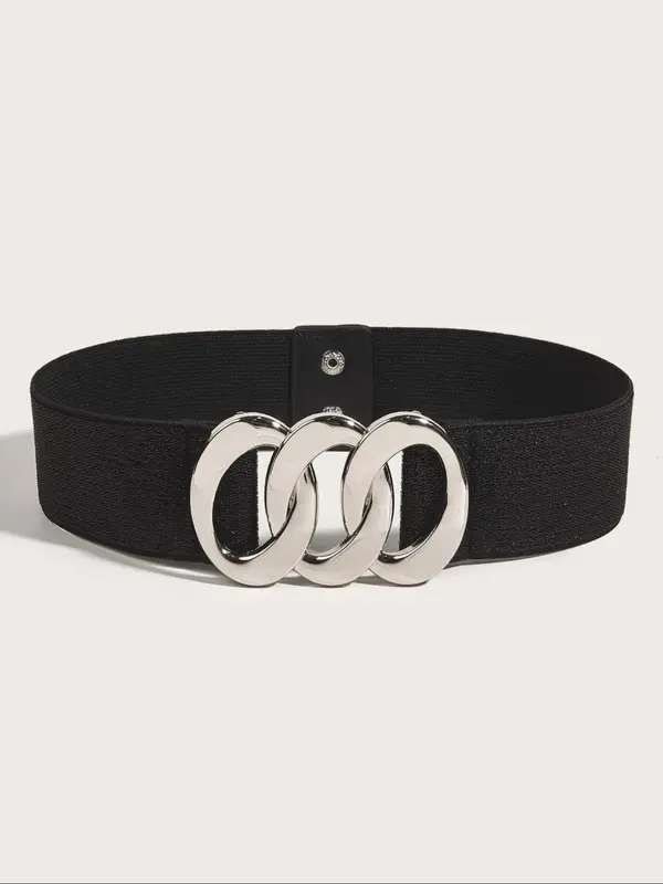 Women's Elegant Fashion Decorative Wide Belt,  Ring Buckle Elastic Waistband for Party and Daily Use, Casual Versatile Clothes Accessories for Women & Girls 2