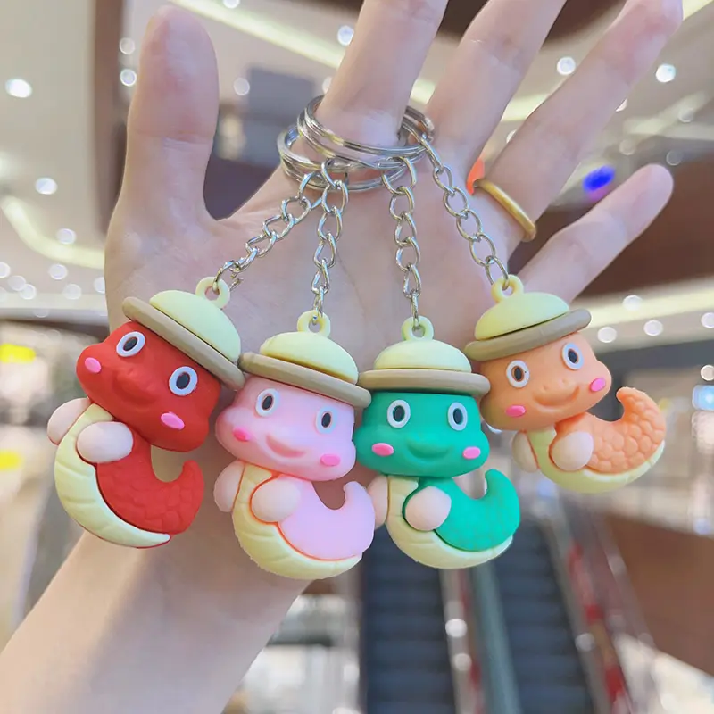 Cartoon Cute Lucky Pendant  Snake Year Keyring Creative Backpack Charm Decoration Car Key Accessories New Year Gifts