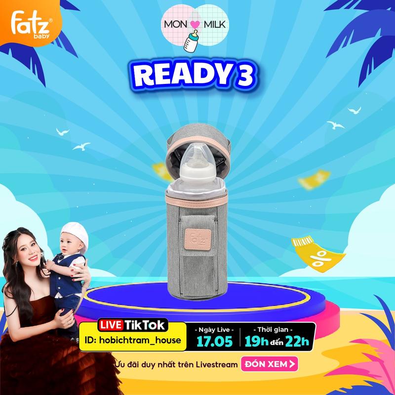 [BH 1 năm] Dụng cụ túi ủ giữ nhiệt, hâm sữa cầm tay Fatzbaby Ready 3 FB3103SL
