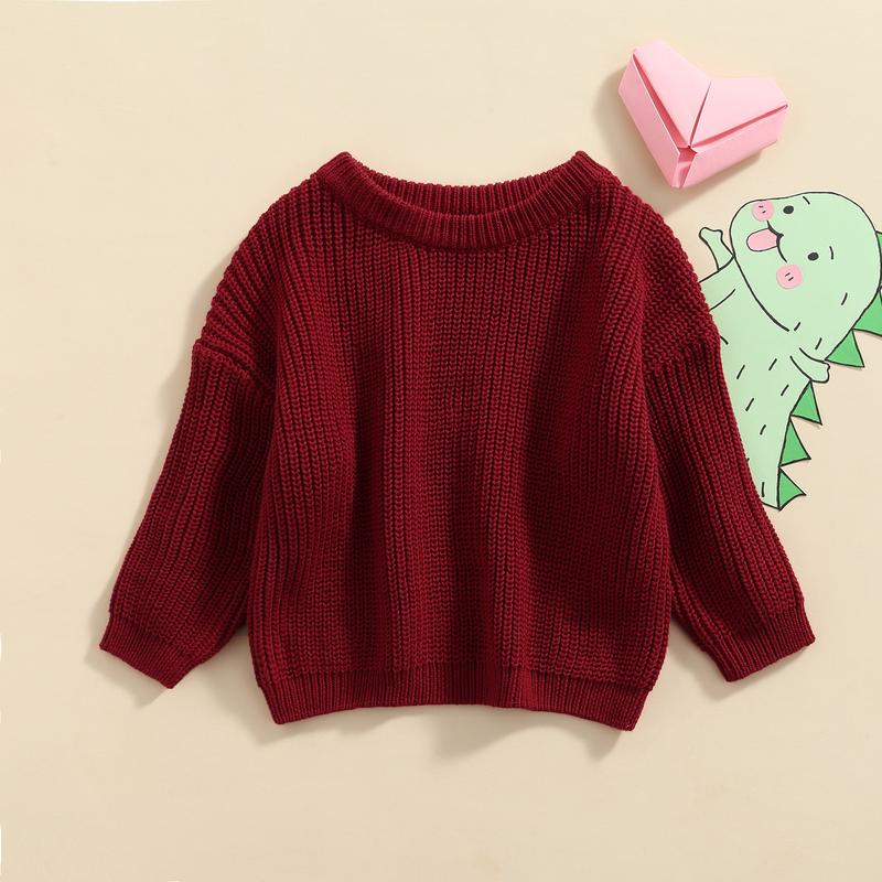 Product Introduction of Toddler Baby Round Neck Sweaters, Winter Warm Long Sleeve Candy Color Knit Pullovers 48