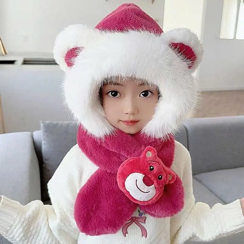 Mũ mùa đông cho bé từ 4-12 tuổi kèm khăn quàng cổ nhiều hình xᶖnh xắn 1