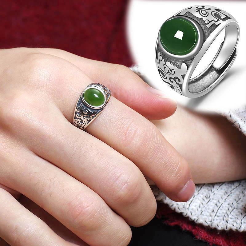 Nhẫn Tay Màu Xanh Lá Cây Cổ Điển Thời Trang, Bông Tai dễ phối đồ Thiết Kế Cá Tính Cho Nam 0