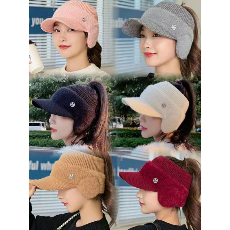 Mũ Len Dày Dặn Hở Chóp Giữ Ấm Tai Dễ Phối Đồ Cho Người Lớn Hat Nữ Nón Cap Women trống