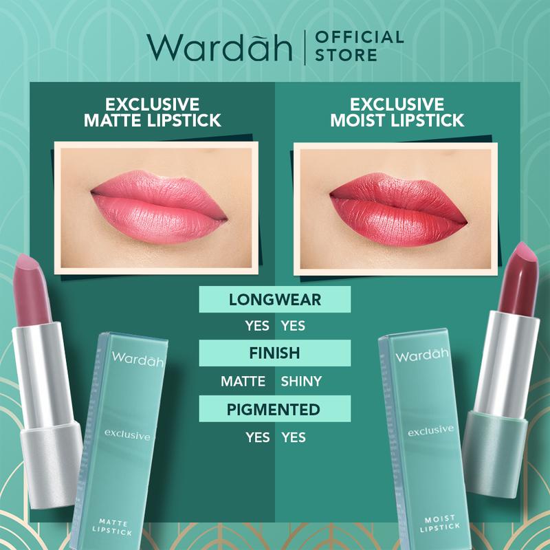 Wardah Exclusive Moist Lipstick - Warna Intense dengan Natural Moist dan Glossy Finish - Dilengkapi Vitamin E yang Melembabkan Bibir - Tekstur Halus 4