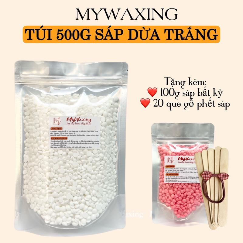 [Tặng 100g Sáp] Túi 500g Sáp Dừa Trắng, Sáp Cao Cấp Wax Lông Nách, Tay Chân, Toàn Thân