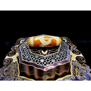 Batu Akik DZI Golden Phoenix Dewi Tara Blessed Tua Tibet 30mm E1542