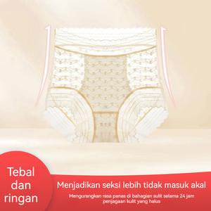 Seluar dalam renda timbul gaya Perancis | Kain udara pinggang tinggi untuk menegangkan perut, lapisan bawah sutera mewah, tanpa garis seksi, pakaian yang indah dan berdikari 3 helai