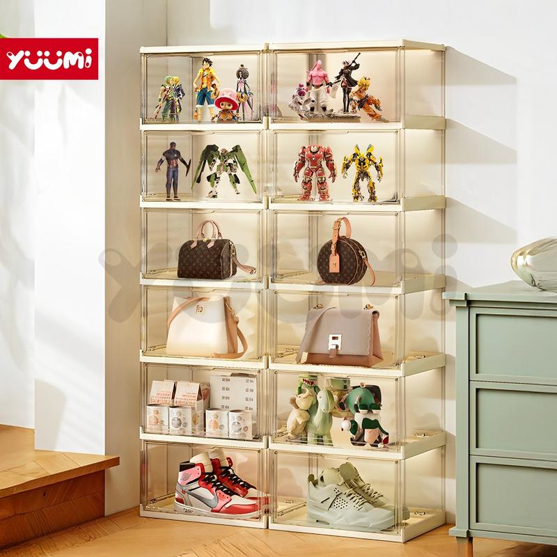 【YUUMI  Acrylic Vàng Kem Hộp Nhựa Trong Suốt Hộp Đựng Giày TúI XáCh Mỹ PhẩM HộP Mica HộP TrưNg BàY Mô HìNh