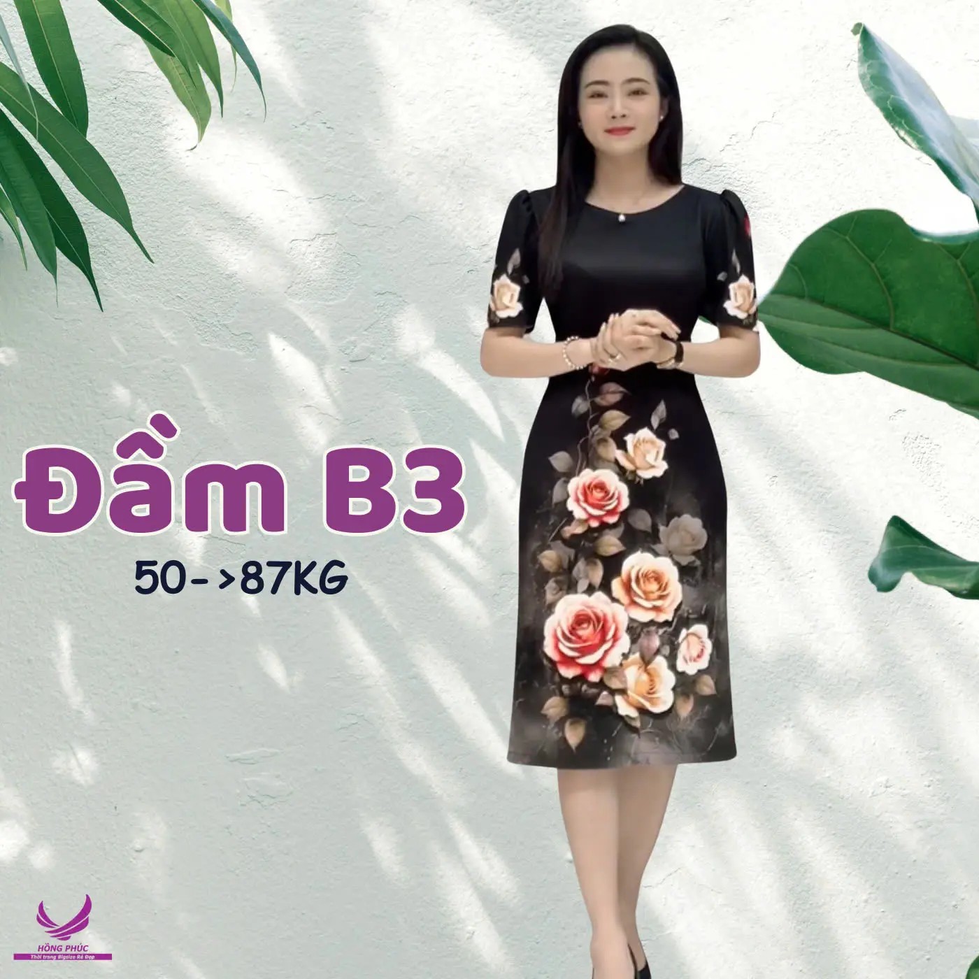 Đầm trung niên dáng suông họa tiết hoa in (đủ size 50-87kg)