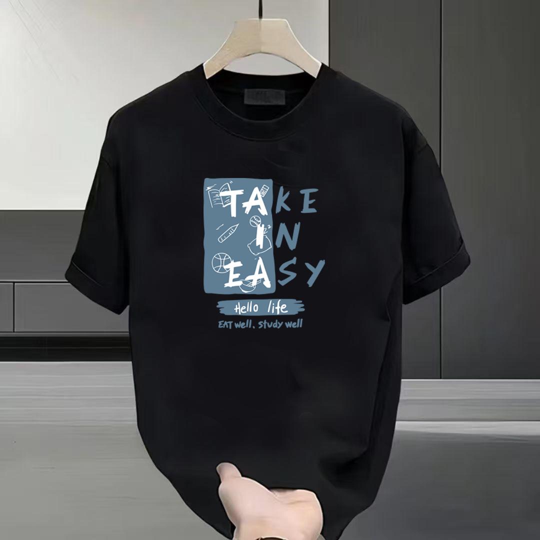 Kaos lengan pendek hitam retro Amerika yang terinspirasi selebriti untuk wanita, gaya musim panas baru, longgar, desain unik.