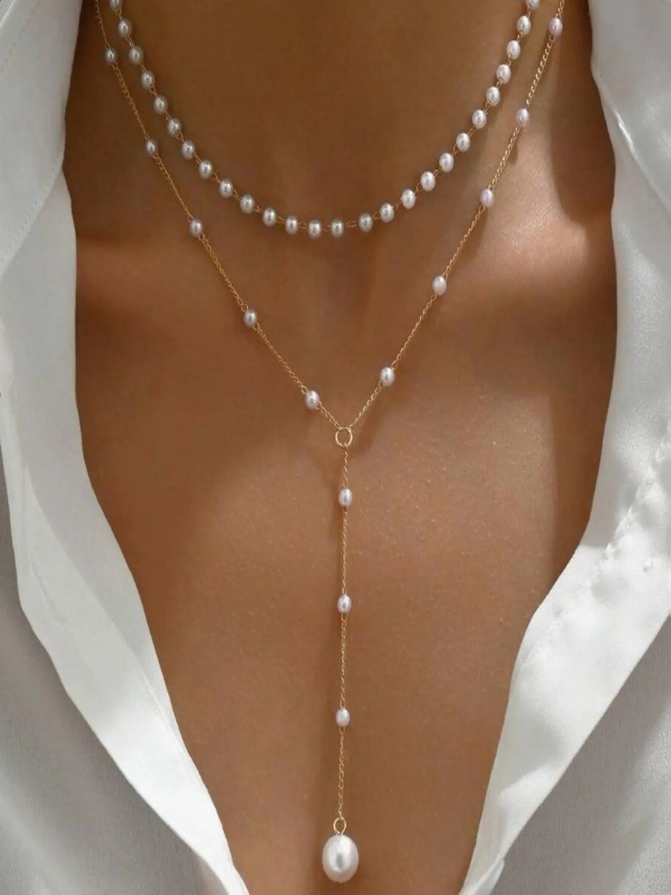 Women's Elegant Faux Pearl Decorated Layered Necklace, Boho Style Pendant Necklace for Party, Daily Decor, Trendy All-match & Exquisite Jewelry for Birthday Gift, Mother's Day Gifts