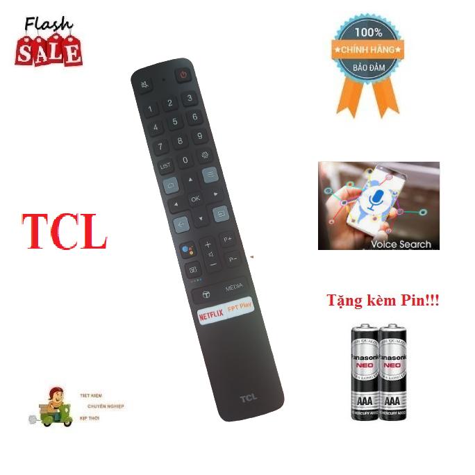 Remote Điều khiển tivi TCL giọng nói nút Netflix, FPT Play- Hàng mới 100% Tặng kèm Pin