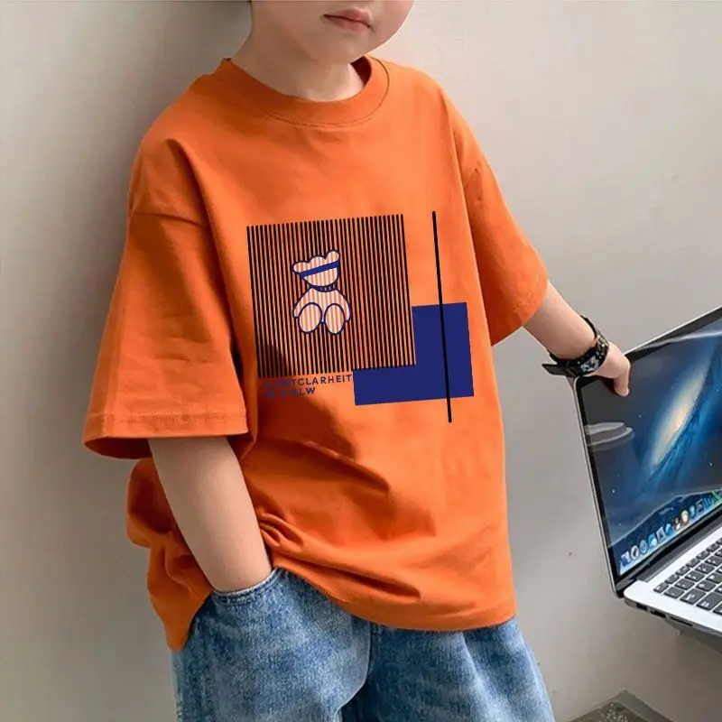Áo Thun Ngắn Tay, Ali, Dành Cho Bé Trai, Thời Trang, Trẻ Em Trung Bình Và Lớn, Cotton Nguyên Chất, Áo Đẹp Trai, Hợp Xu hướng, Bộ Sưu Tập Mùa Hè Mới