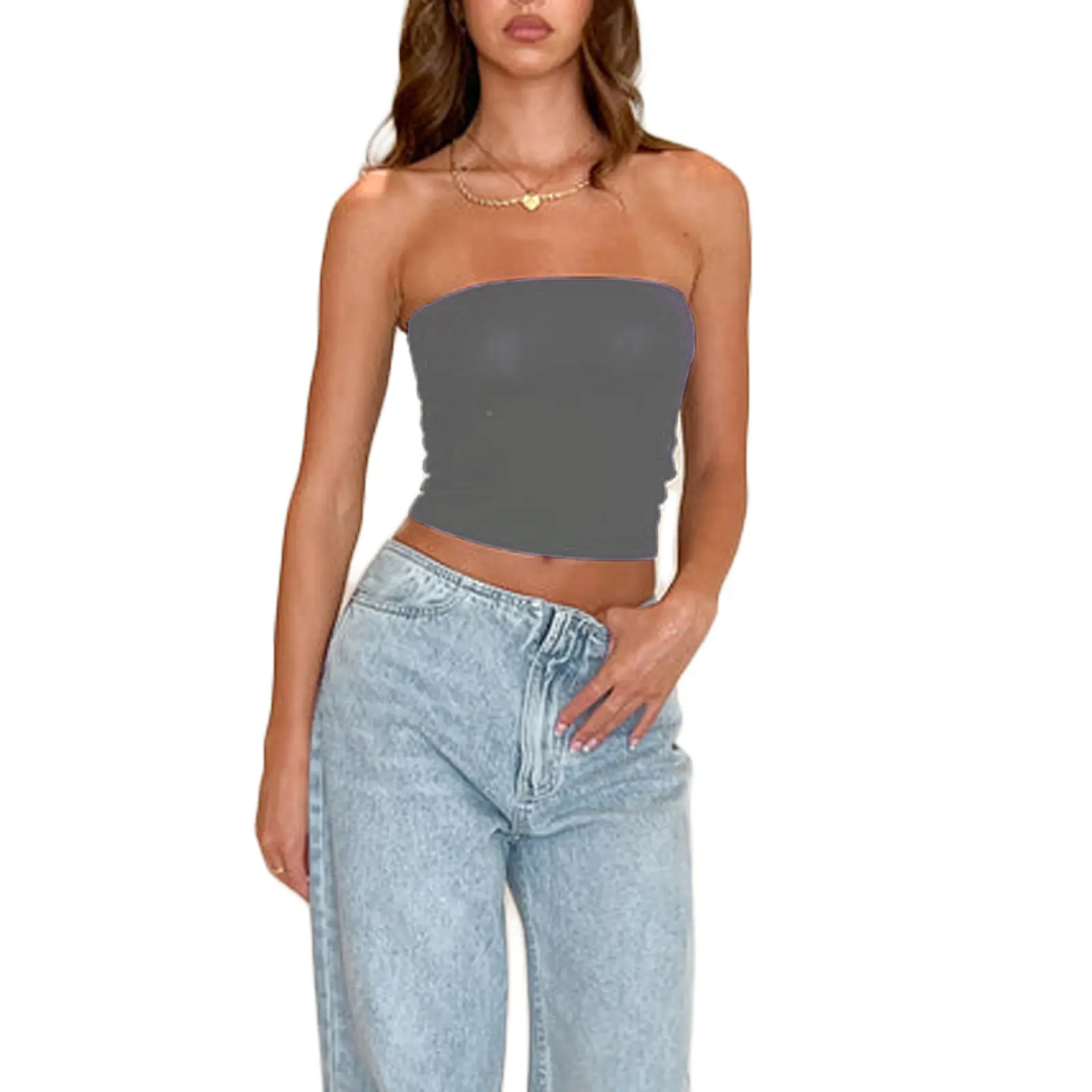Women Tube Top, Strapless Backless SolidFit Summer Ladies Vest for Club Party