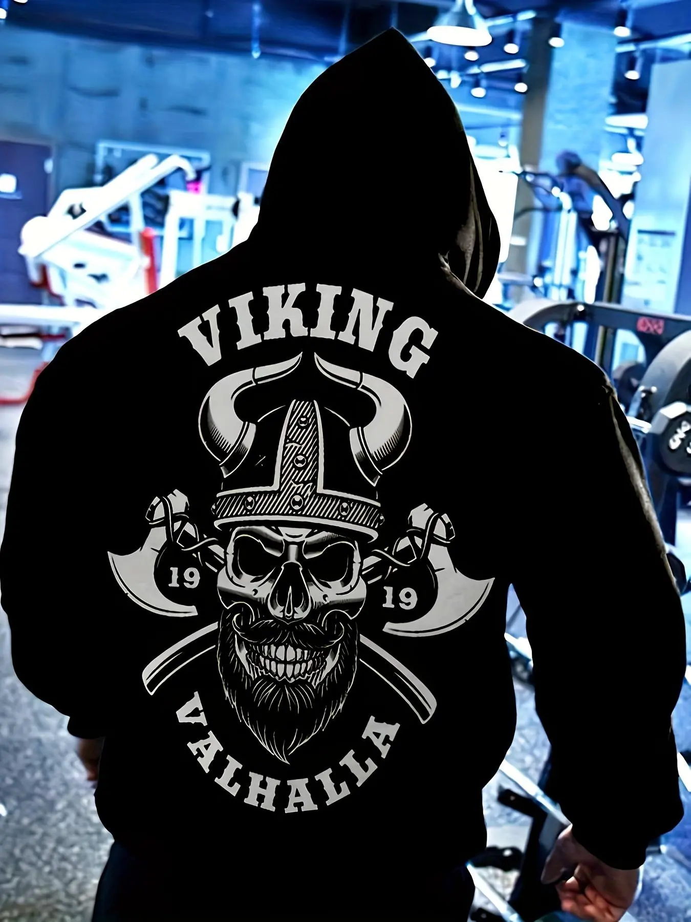 Men's Skull & Letter Print Pocket Drawstring Hoodie, Casual Regular Fit Long Sleeve Hooded Sweatshirt for Fall & Winter, Men's Top for Daily Wear