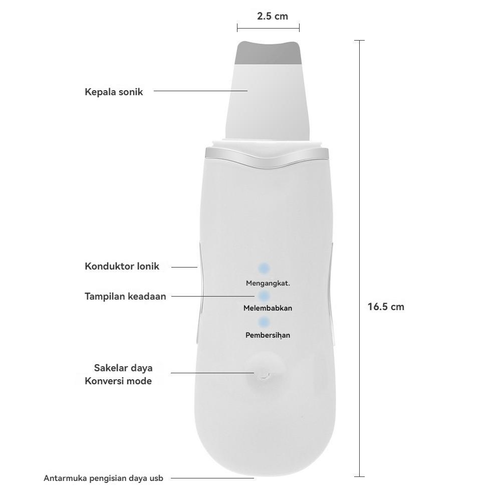Alat Kecantikan Ultrasonik Penggosok Kulit Frekuensi Tinggi Model XYZ, Bersihkan Komedo, MemBERSIHKAN Pori Dalam, Pengelupasan, dan Peremajaan Kulit, Panjang 10cm, Lebar 5cm