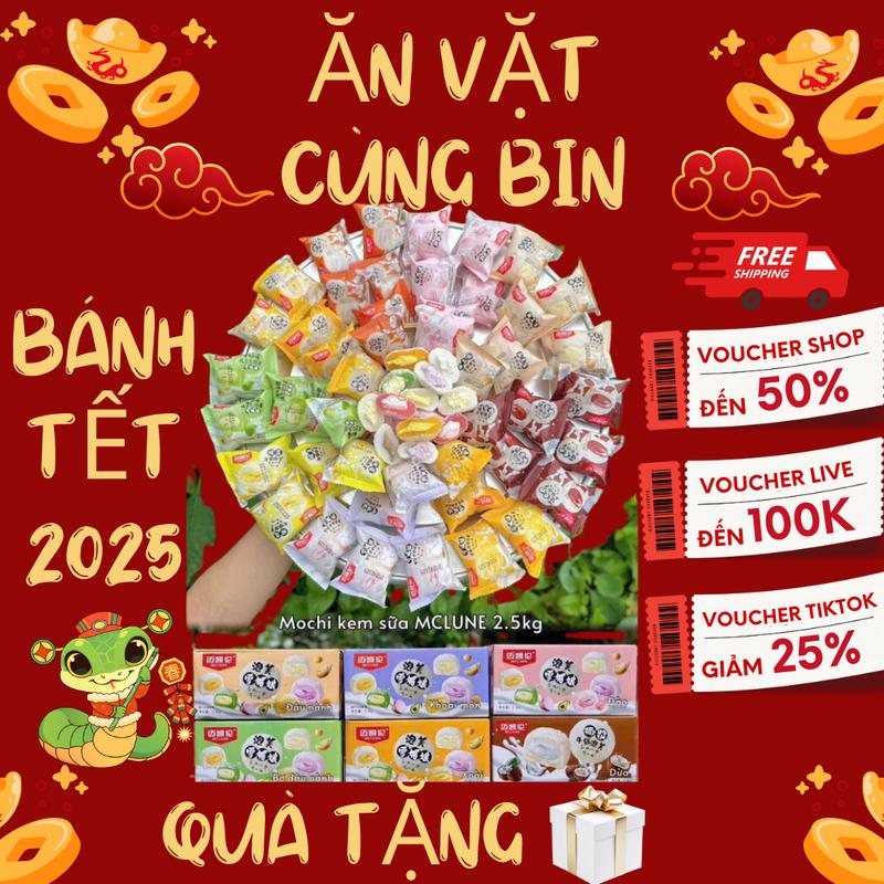 2kg Bánh Mochi Kem Lạnh 9 Vị : Cam Dâu Chanh Leo Việt Quất Sầu Riêng Khoai Môn Đậu Nành Xoài Bơ Sữa Đào Dừa,Socola Chuối Date Mới