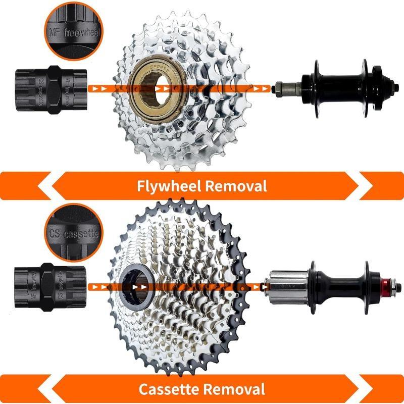 Product Introduction of Bike Freewheel Cassette Remover & Crank Puller & Bottom Bracket Tool, 3 in 1 Bicycle Removal Tools Set for Road Mountain Bike Freewheel, Crank, Bottom Bracket 4
