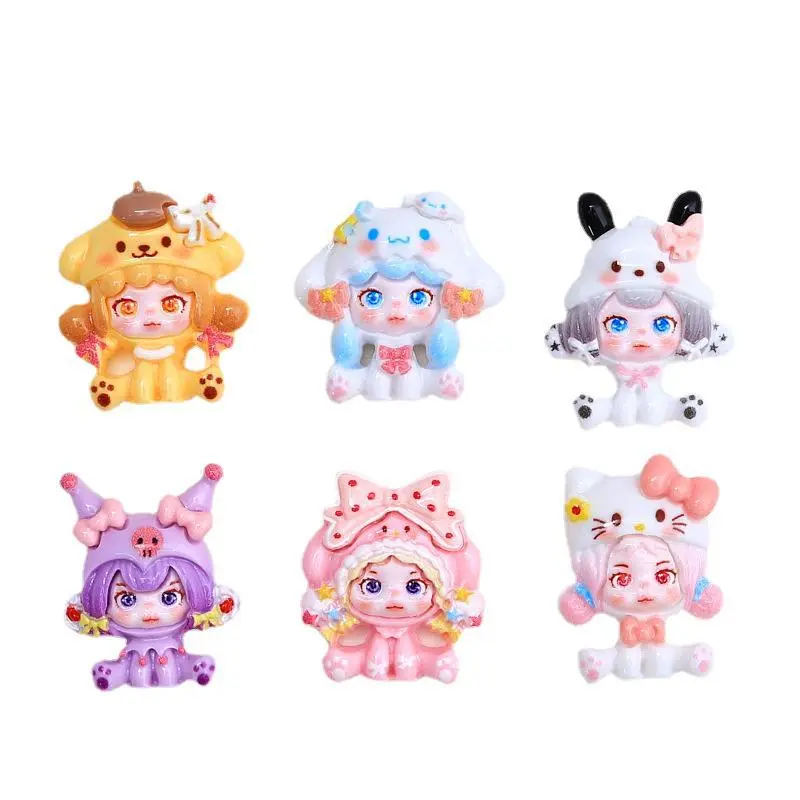 Kawaii Resin Mini Cartoon Princess DIY Miniatures Figures Flatback Charms Planar Crafts Materials Cabochons Scrapbook Supplies