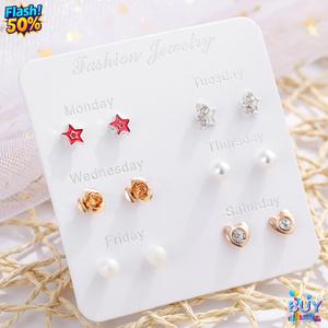 ต่างหูขนาดเล็ก 6 คู่ สำหรับผู้หญิง อินเทอร์เน็ตคนดัง ต่างหูสตั๊ดขายดี เหมาะสำหรับนักเรียนหญิง สไตล์เกาหลี เรียบง่าย สง่างาม แฟชั่น แฟชั่นขั้นสูง สไตล์ใหม่ ราคาไม่แพง หรูหรา พร้อมใช้งาน 2025