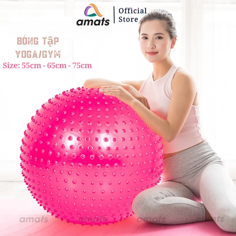 Bóng tập Yoga,Gym Gai Massage (Size 45,55, 65, 75CM) Tặng Kèm Bơm Chân Không( Bóng Gai) Cao Su Tập Gym blair exercise  ball