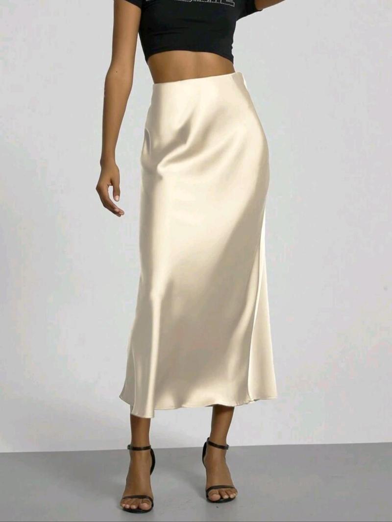 Product Introduction of Women's Solid Color Skirt, Elegant Fashion Casual Skirt for Daily Outdoor Wear, Ladies Bottoms for Summer 1
