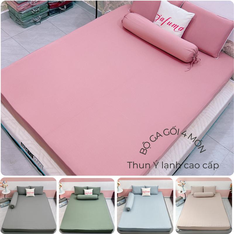 Bộ Ga Giường 4 Món Thun Lạnh Ý Jafuma Bộ Drap Thun Lạnh Ý Bo Chun Cao Cấp Mát,Mịn | Nhiều Size cho nệm từ 3-30cm