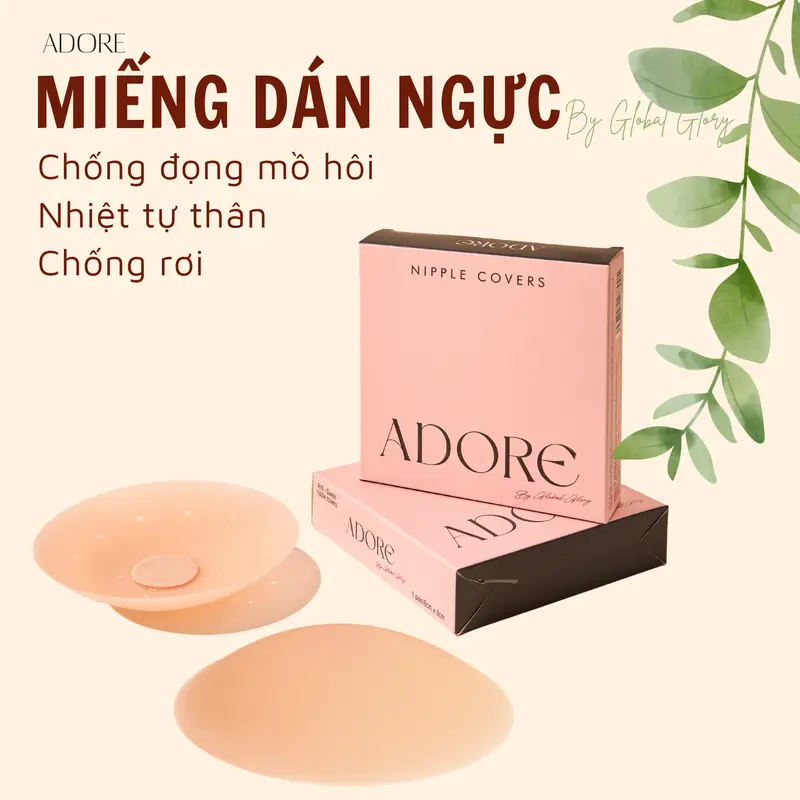 ADORE Miếng Dán Silicone - Thay Thế Áo Bra, Sử Dụng Keo Y Tế An Toàn Cho Da, Tái Sử Dụng Nhiều Lần, Dính Chắc, Chống Mồ Hôi - Cho Nữ 0