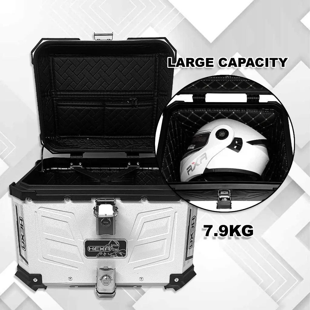 3 helmet motorcycle trunk HeyJiaYu Motorcycle Top Case Tour Tail Box Lockable Storage Carrier Case for Luggage Black (48L) : Automotive back airflow to flush heat and humidity out on every ride NILZA Motorcycle Top Case Helmet