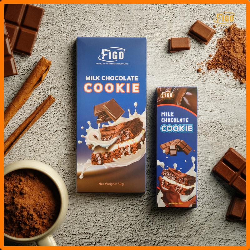 [Chính hãng]  Milk Chocolate nhân bánh Cookie FIGO thanh 20gr,50gr | Kẹo Socola sữa 50% Cacao nhân Cookie, giòn thơm,tan ngay trong miệng, chất lượng Food Snack 2