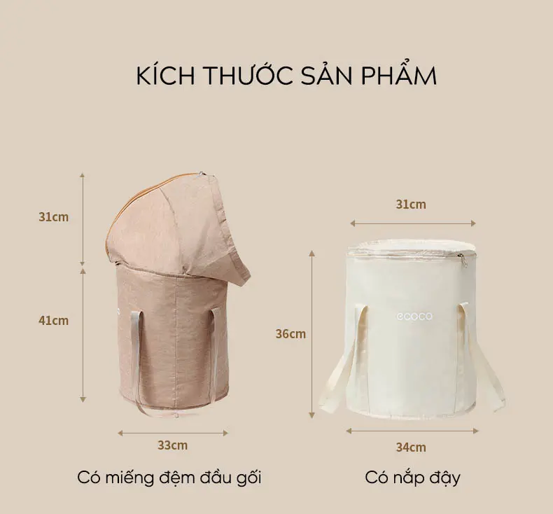 Túi Vải ECOCO Ngâm Chân Giữ Nhiệt, Xô Vải Ngâm Chân Giữ Nhiệt Gấp Gọn Tặng Kèm Túi Thảo Dược 7