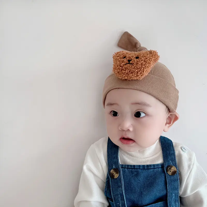 Set Nón Tất Củ Tỏi Gấu Đáng Yêu Cho Bé Trai Bé Gái Phong cách Hàn Quốc 6
