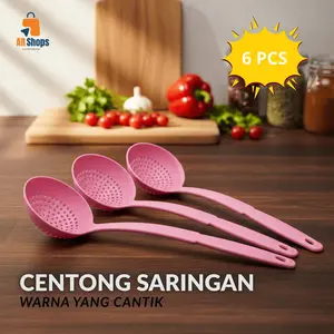paket isi 6 pcs centong saringan bulat plastik // centong plastik saring // centong peniris