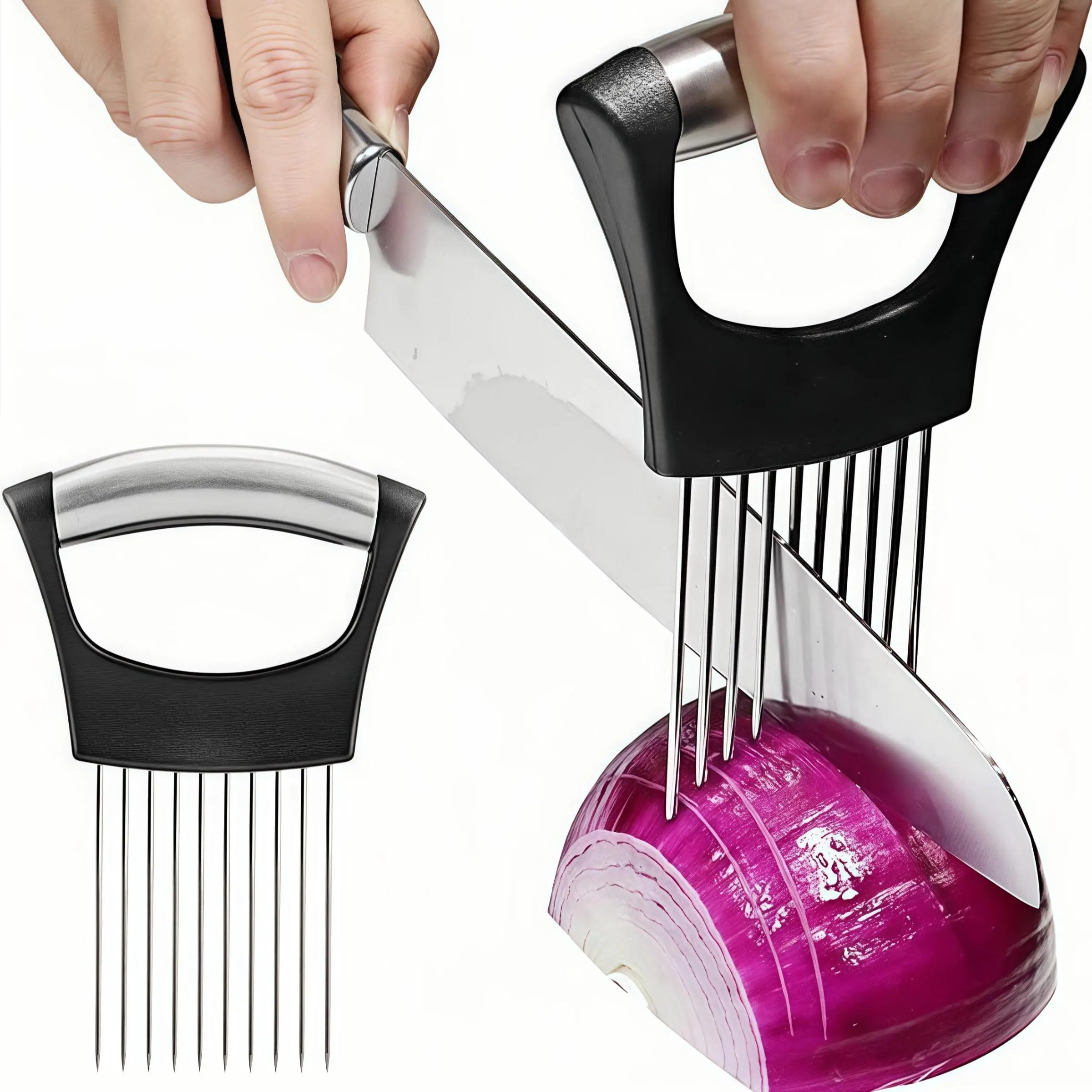 Stainless Steel Onion Fork, 1 Count Multifunctional Onion Needle, Kitchen Gadget for Potato, Tomato, Avocado, Egg, Food Slicer Accessories & Utensils