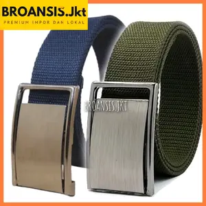 Ikat Pinggang Katun Tebal Gesper Kepala Silet Polos Pria dan Wanita