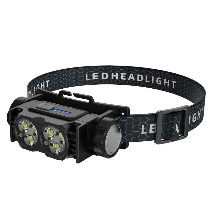 USB Rechargeable Headlamp, Ultra-bright Headlight with Intelligent Electric Display, Portable Head-mounted Lighting for Outdoor Mountaineering, Christmas Gift