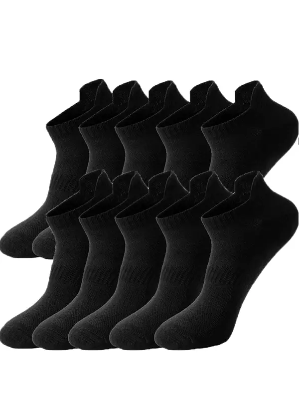 Men's Solid Color Ankle Socks, Casual Comfortable Breathable Socks for Daily Wear, Multipack Knit Socks for All Seasons 6