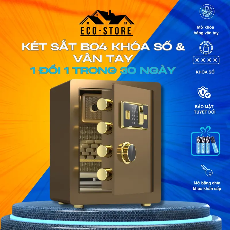 Két Sắt ECO_STORE Két Sắt Thông Minh Khóa Số Điện Tử Có Chuông Cảnh Báo Chống Chộm Sơn Tĩnh Điện 0