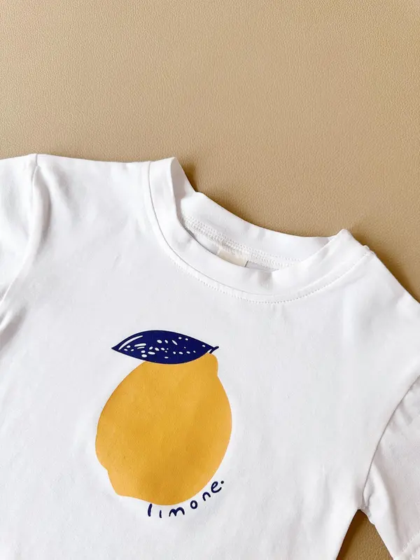 Baby's Fruit Print Tee & Shorts Two-piece Set, Casual Short Sleeve T-shirt & Shorts for Pretty Little Baby Daily Wear, Infant Toddler Kids Summer Clothes, Baby Clothing, Baby Girl Clothes, Newborn Gift Set 4