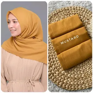 hijab segi empat polos voal kunyit Katun Standar Square Kerudung Muslim Nyaman Basic