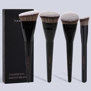 Set de brochas de maquillaje profesional MAANGE, 4 piezas/set versátiles y suaves para base, sombras de ojos, brochas con agarre cómodo
