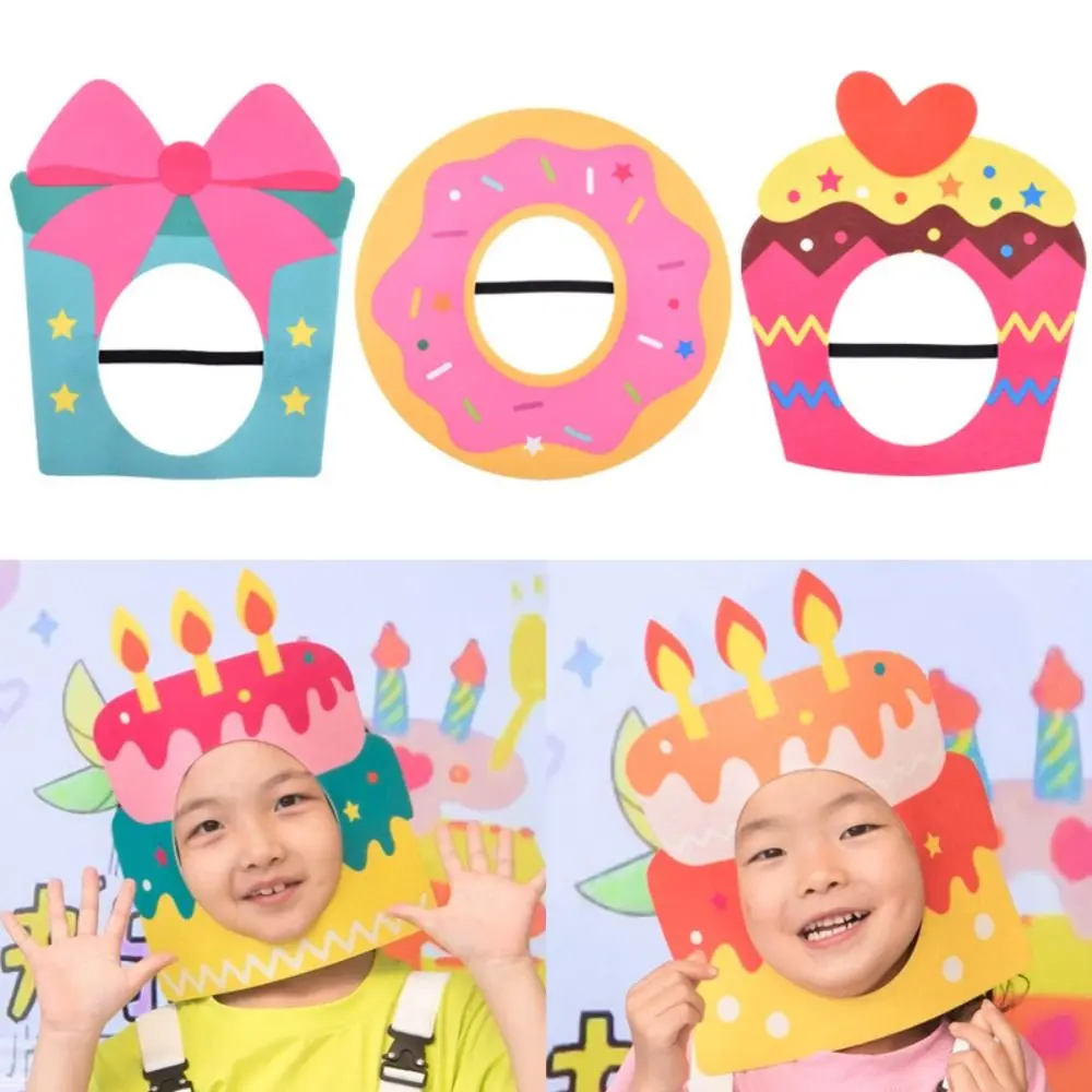 Mũ Trang Trí Tiệc Sinh Nhật, Chất Liệu Không Dệt, Kiểu Đội Đầu Bánh Ngọt, Dây Co Giãn, Họa Tiết Hoạt Hình, Che Đầu Bánh Ngọt, Màu Sắc Tươi Sáng, Thích Hợp Cho Trẻ Em, Mũ Đội Đầu Bánh Ngọt