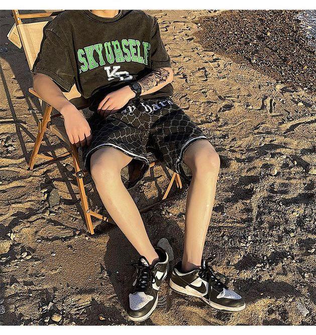 Product Introduction of 20252025 [Versatile Street Style] Cool Five-Point Denim Shorts for Men, Ins Trendy Versatile Outdoor Pants, Men's Summer Thin Loose Street Style Shorts 12