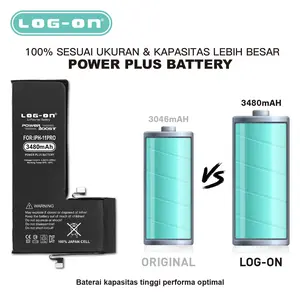 Log On - Ip 5G / 5S / 6G / 6S / 6+ / 6S + / 7 / 7+ / 8 / X / XR / XS / XS MAX / 11 / 11 PRO / 11 PRO MAX Power Boost Original Battery Baterai Batre