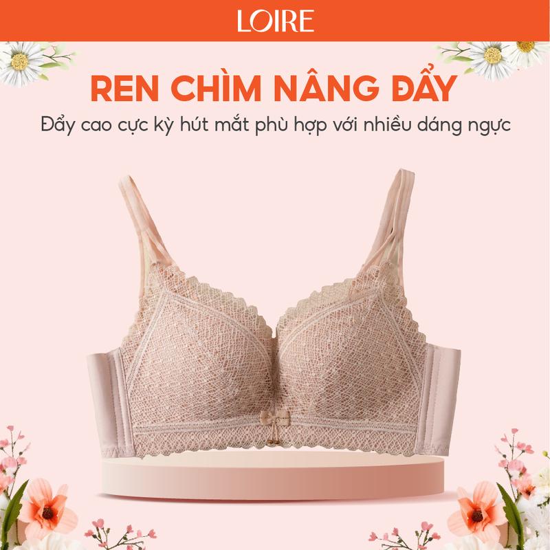 Áo Lót Ren Nâng Đẩy  Loirechic Đệm Dày 2.5cm, Thấm Hút Mồ Hôi, Thoáng Khí BRPU124 ngực