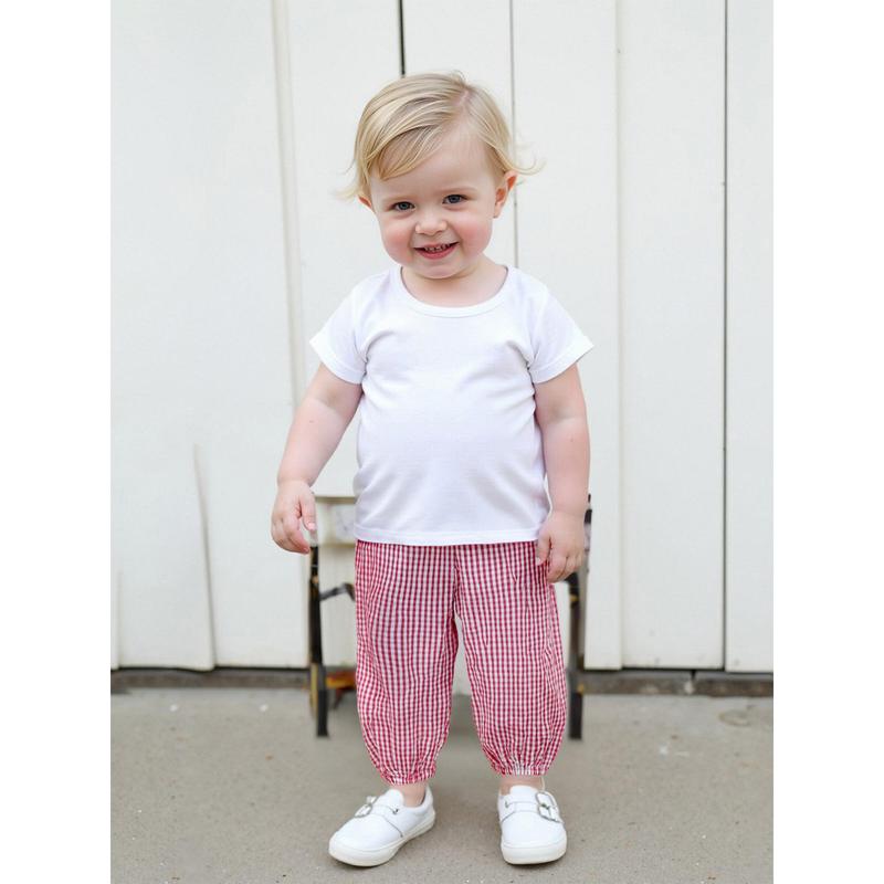 Kids Girls Boys Jogger Pants Loose Plaid Print Elastic Waist Trousers Casual Bottoms for Toddler Newborn Infant 2