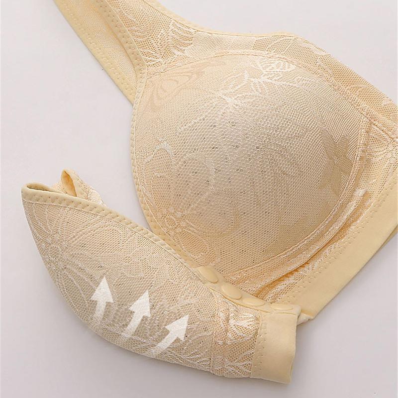 Product Introduction of New Large Size Beautiful Back Breathable Gather Sweat-absorbent No Steel Ring Front Buckle Side Breast Mother Bra 20